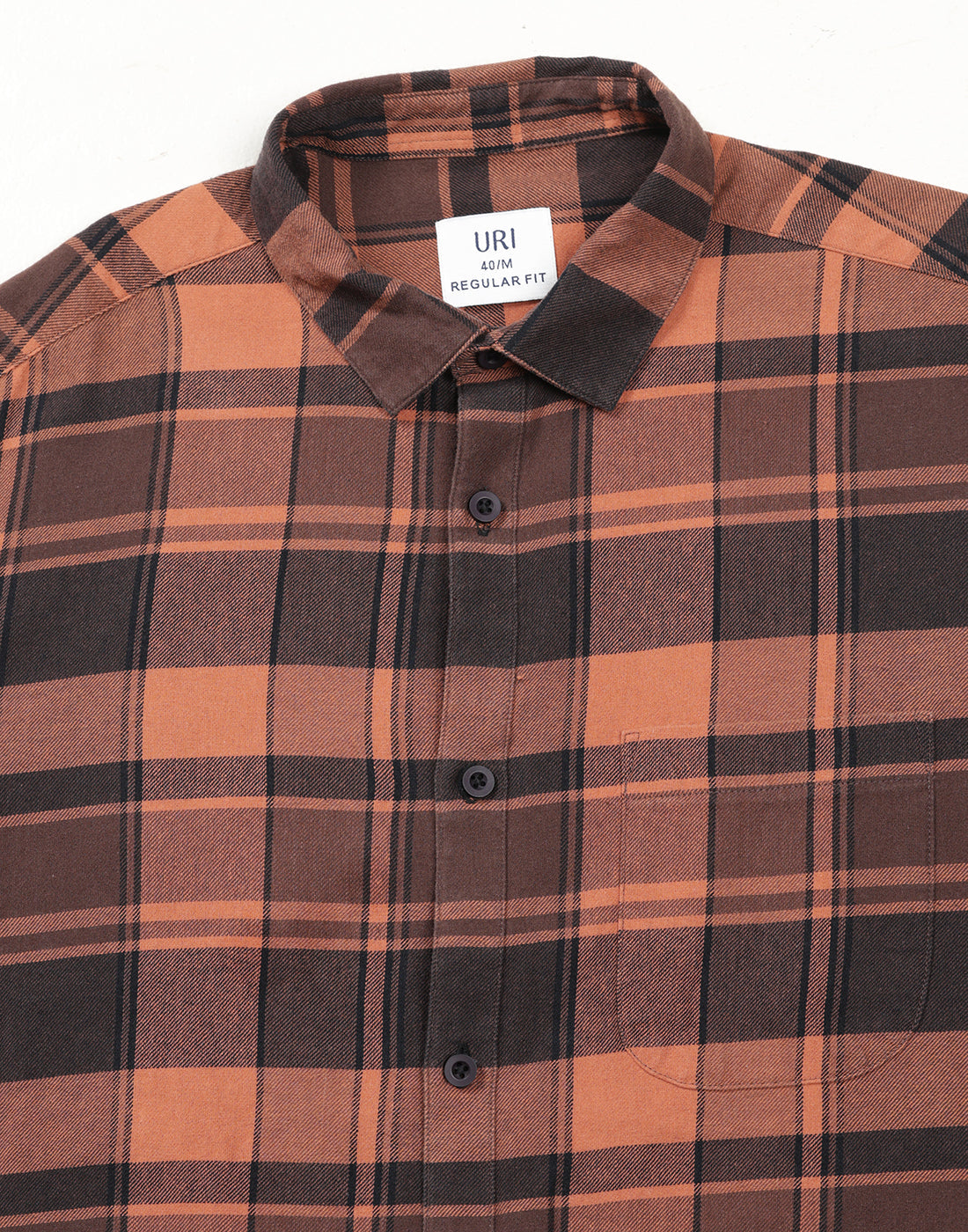 Uri Orange Checked Regular Fit Flannel Cotton Casual Shirt