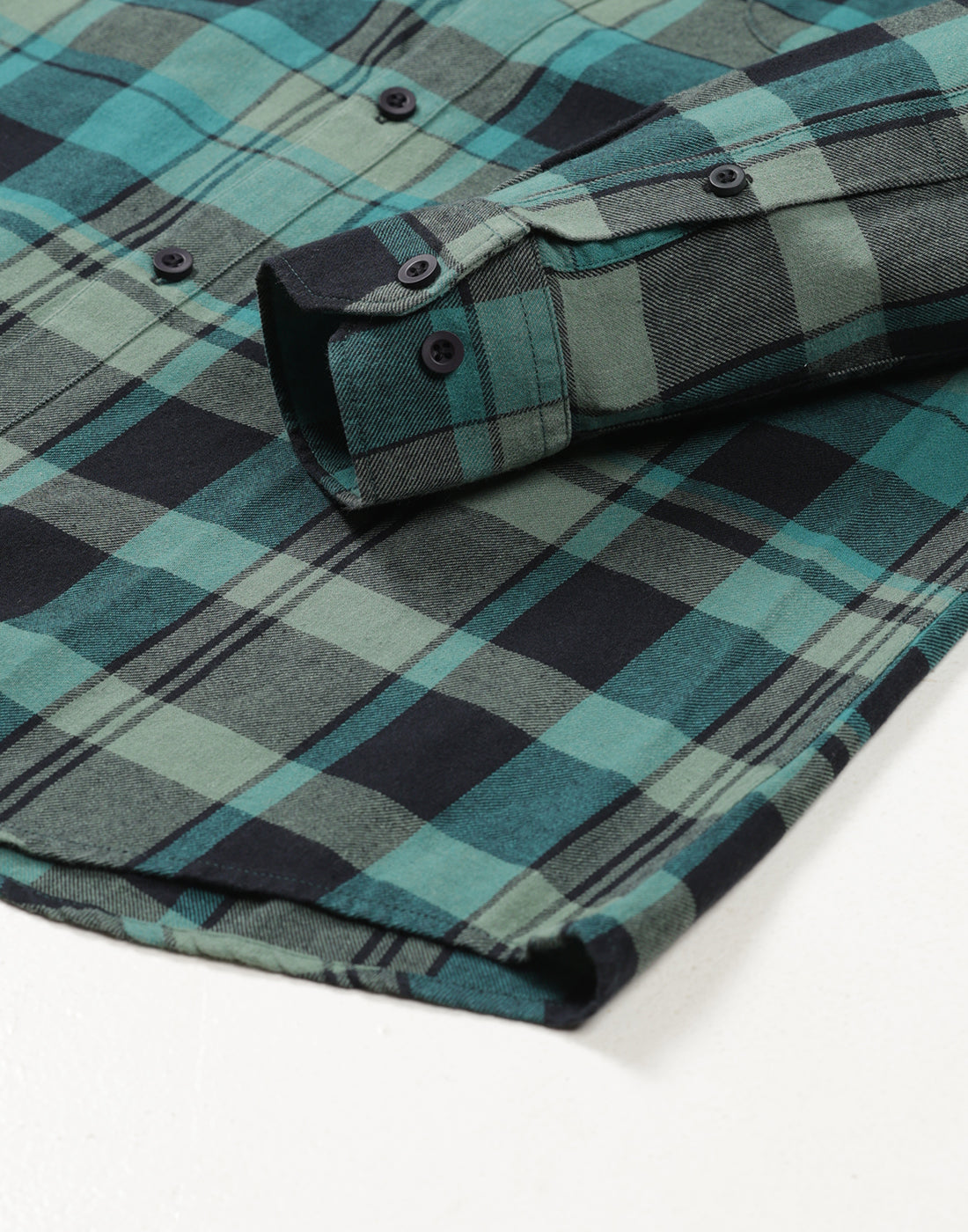 Uri Teal Checked Regular Fit Flannel Cotton Casual Shirt