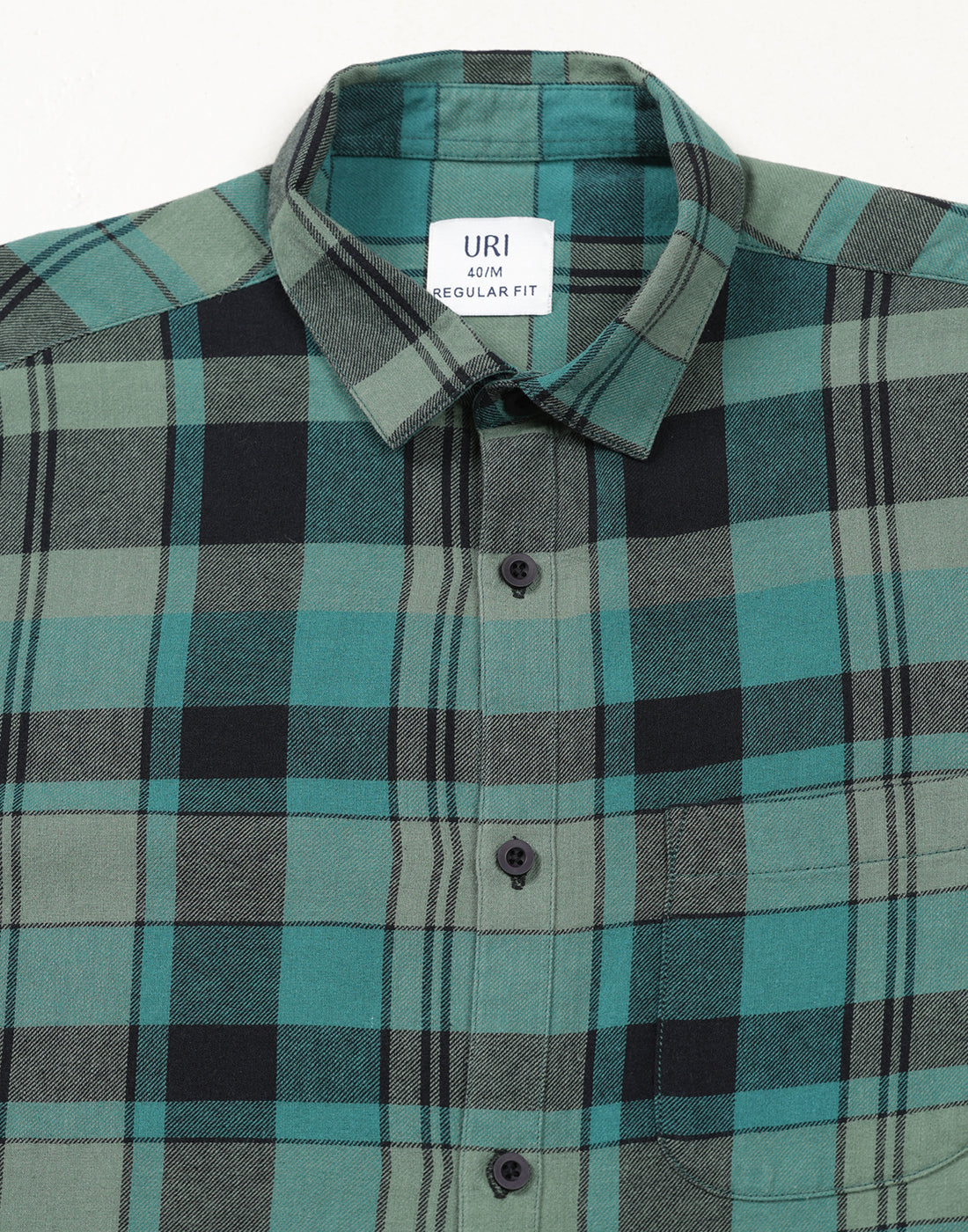 Uri Teal Checked Regular Fit Flannel Cotton Casual Shirt