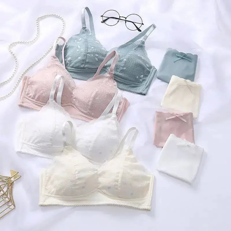 Women's Lightly Padded Wire Free Bra Panty Lingerie Set for Girl's Combo (Pack of 4) - My Store
