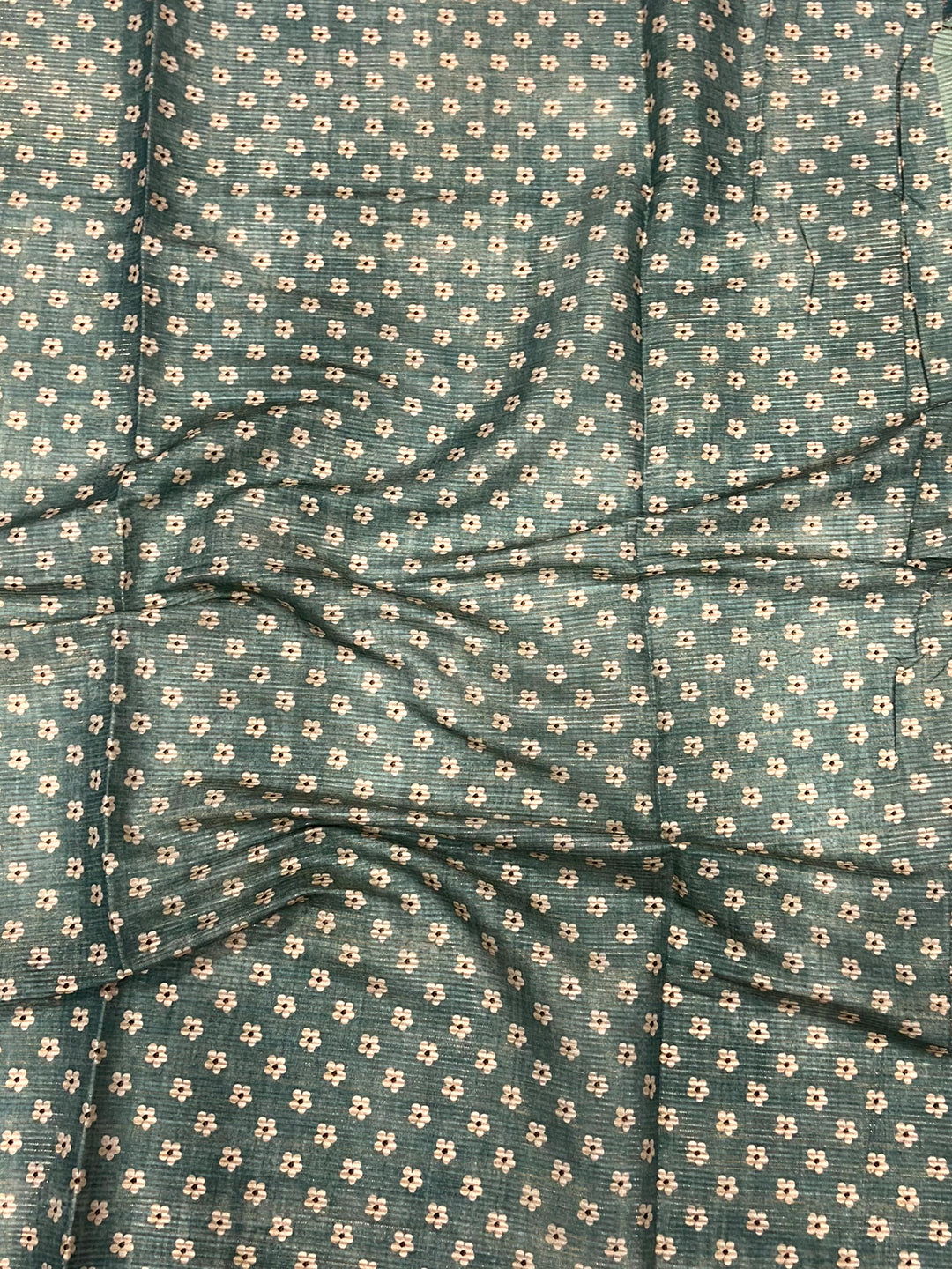 Pastel Green Zari Tussar Floral Print Saree by My Store