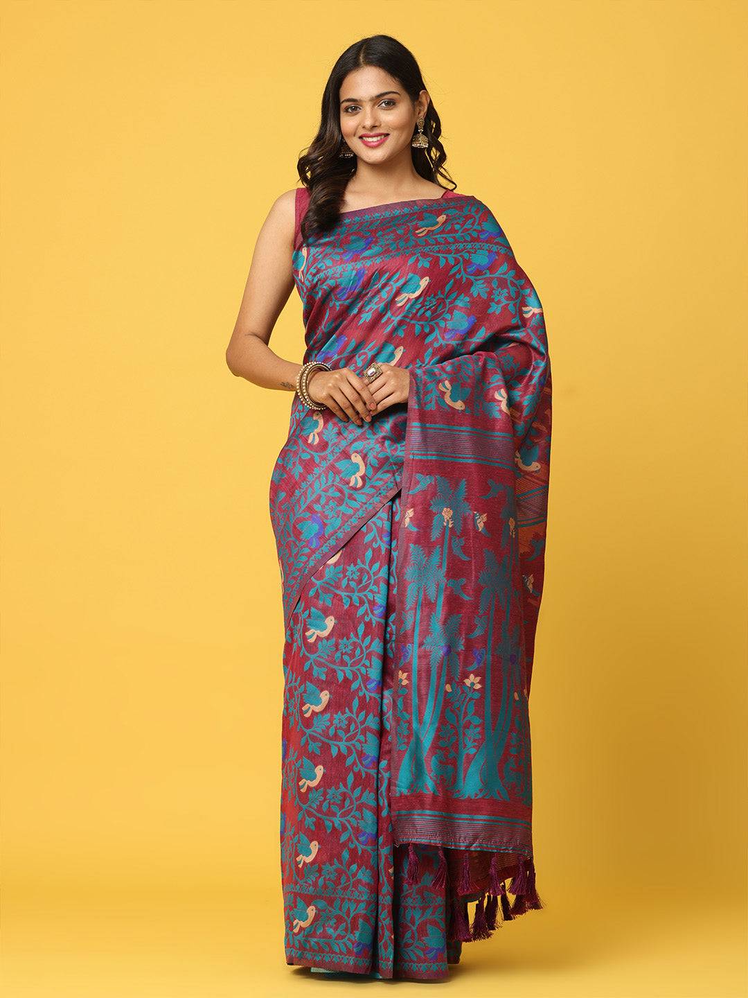 Stylish Dhakai Jamdani Light Weight Cotton Silk Saree by My Store