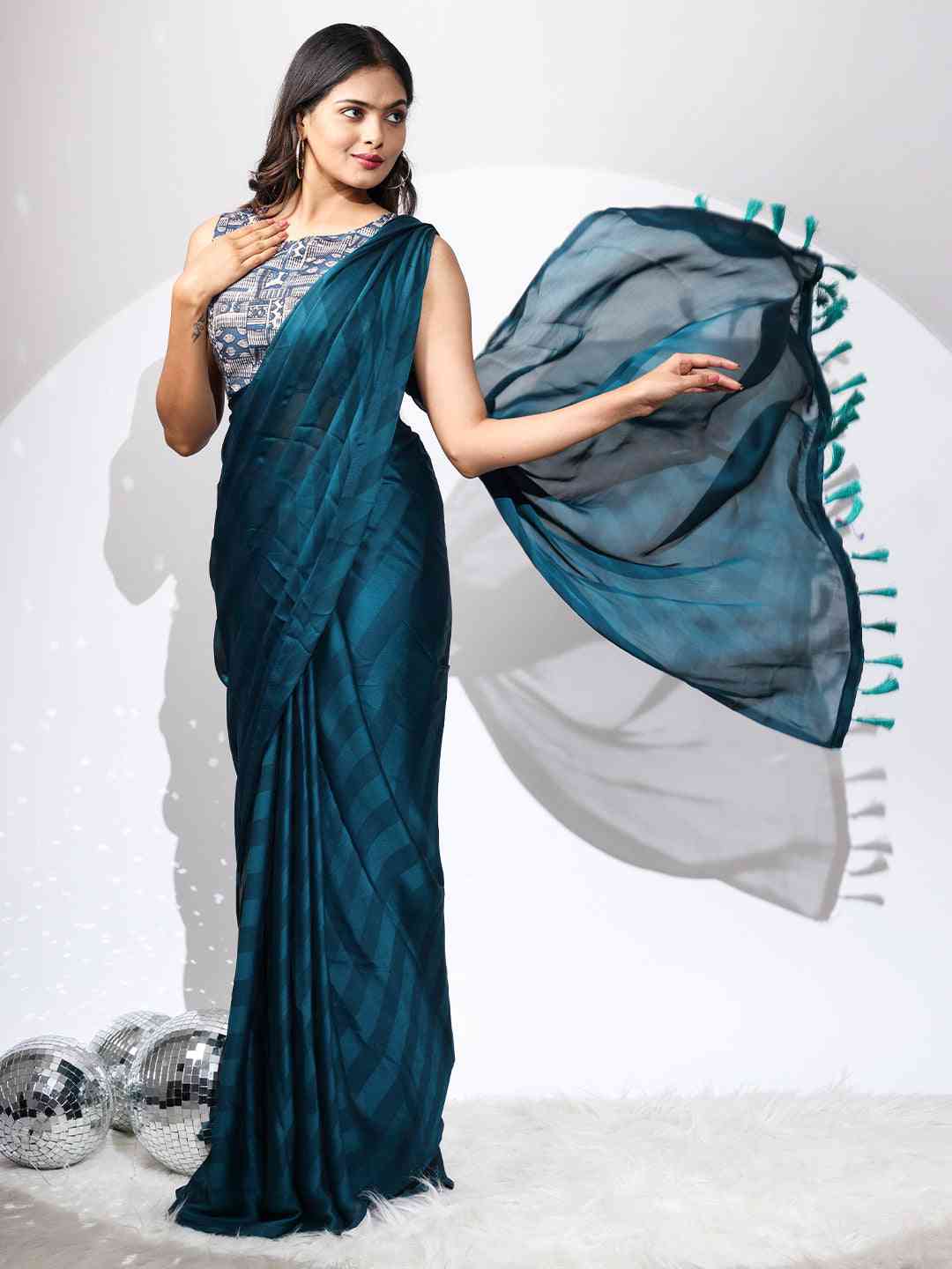 Pure Chiffon Dual Tone Party Wear Designer Saree by My Store