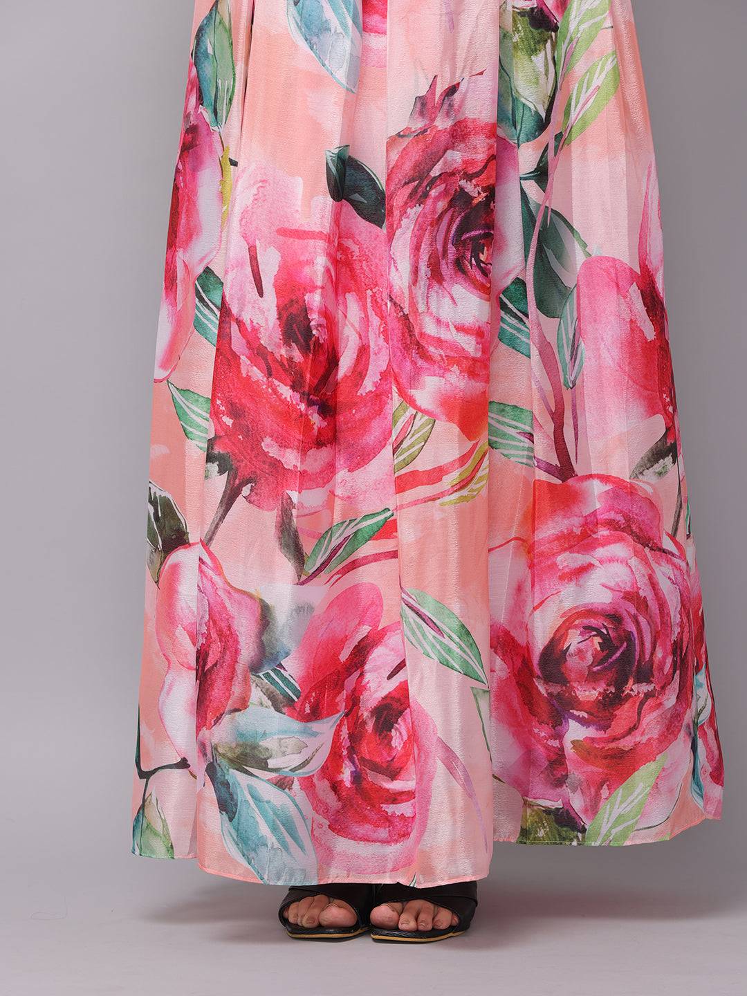 Rose Mist Chiffon Printed Dress by My Store