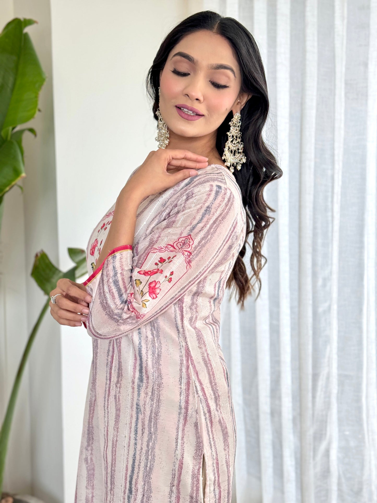 Festival Wear Muslin White Kurta Set