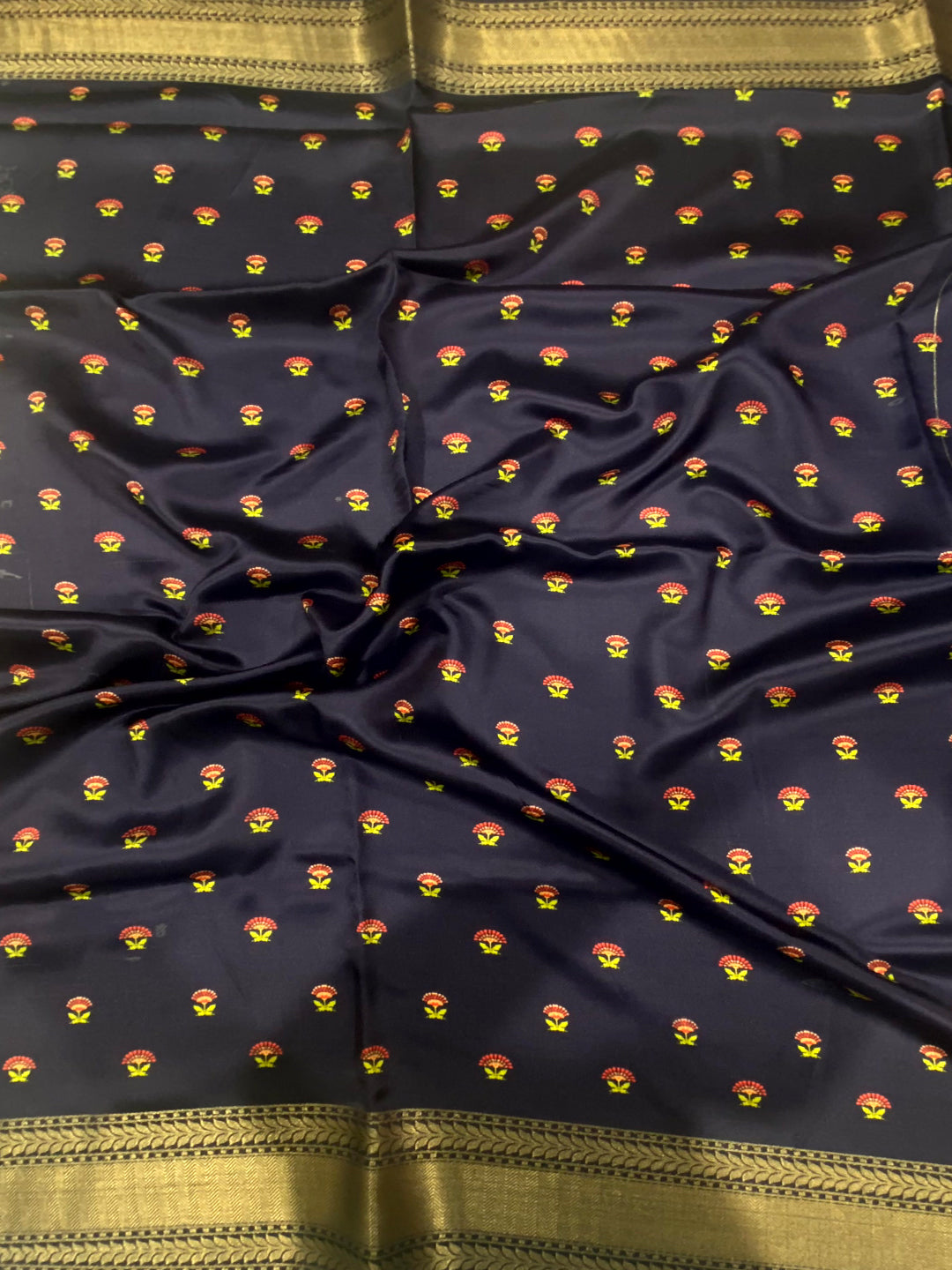 Light Blue Mughal Kalamkari Print Pashmina Saree by My Store