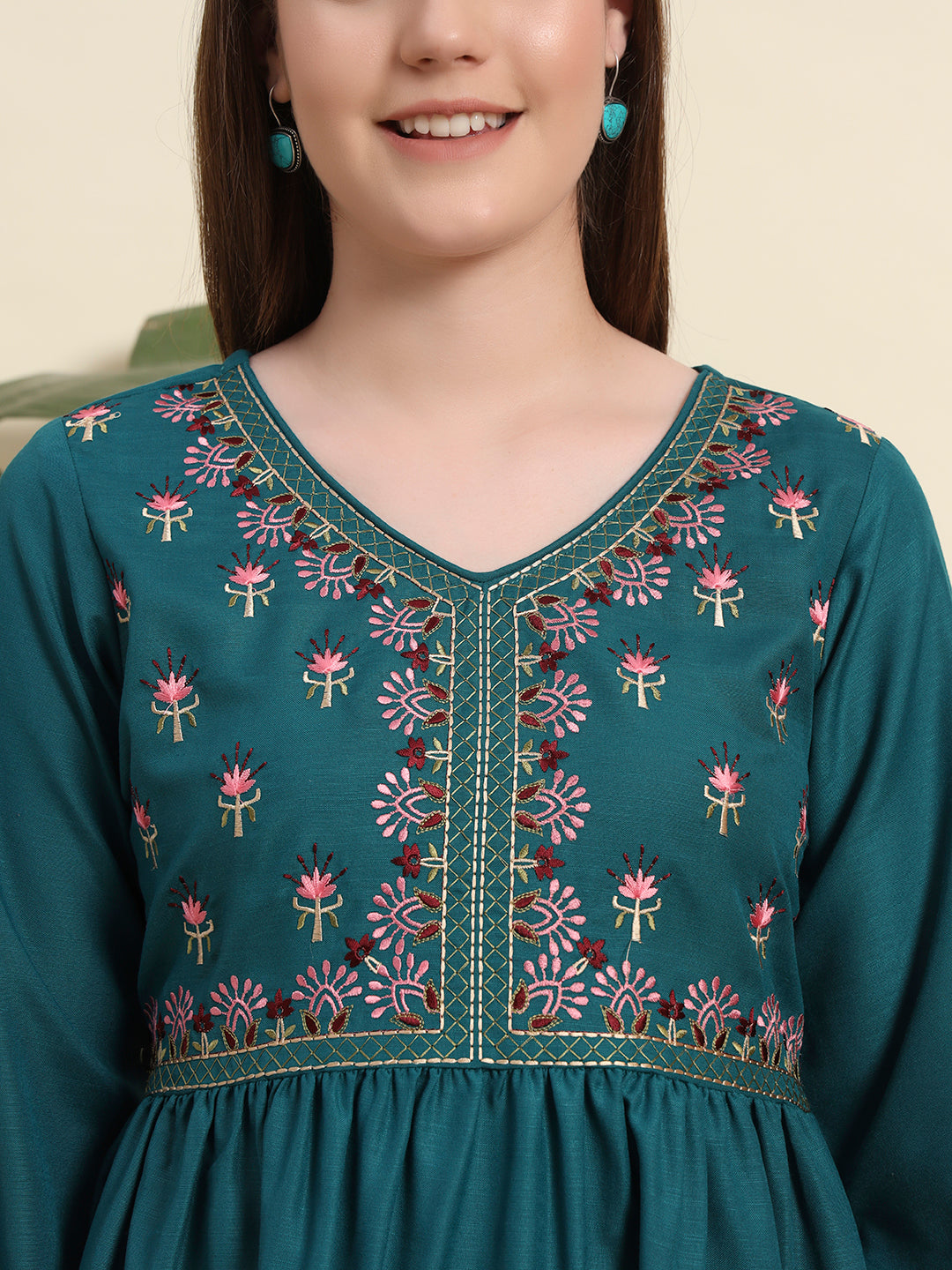 Trending Turqoise Short Kurti For Women