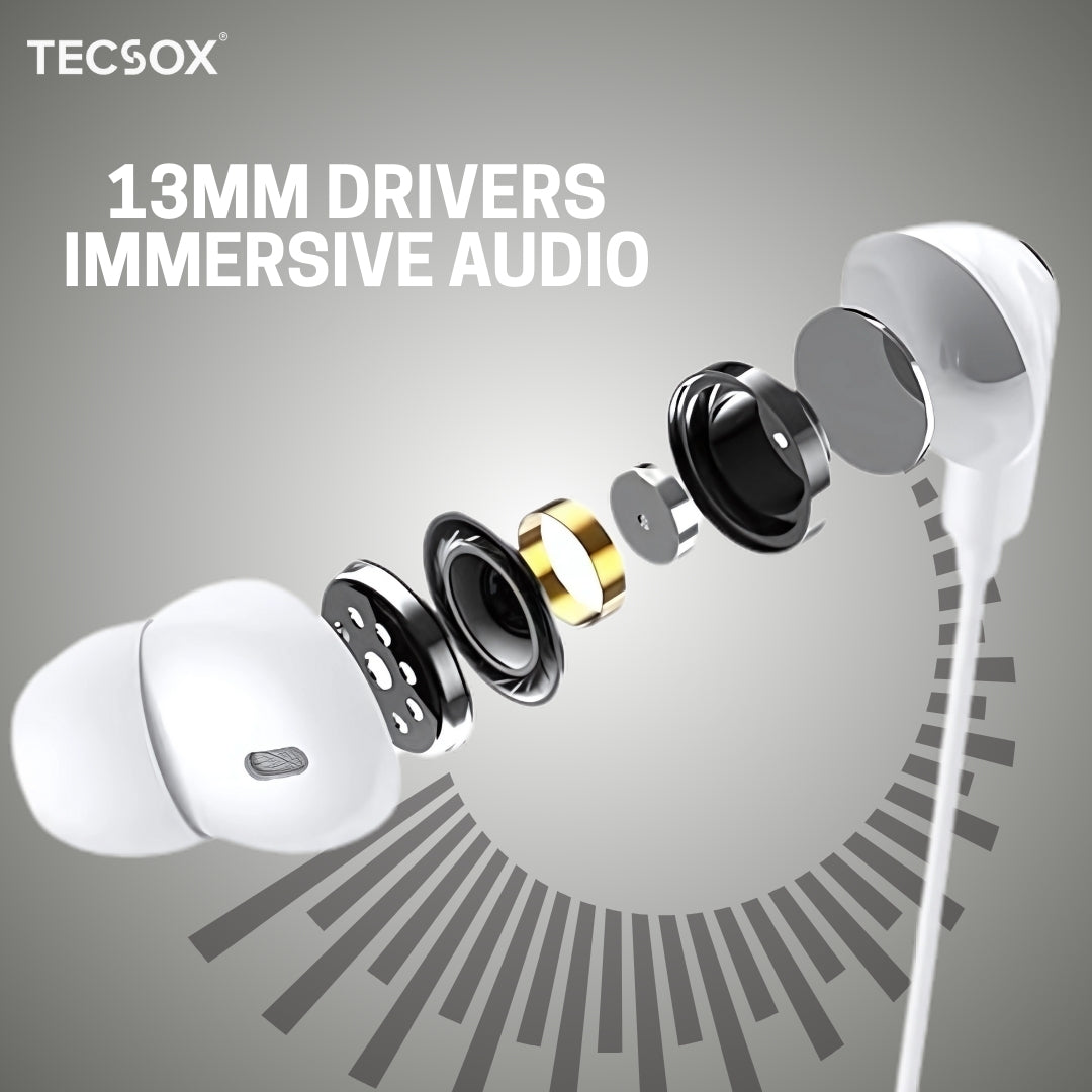 TecSox Prime Type C Earphones Online | Supports All Device