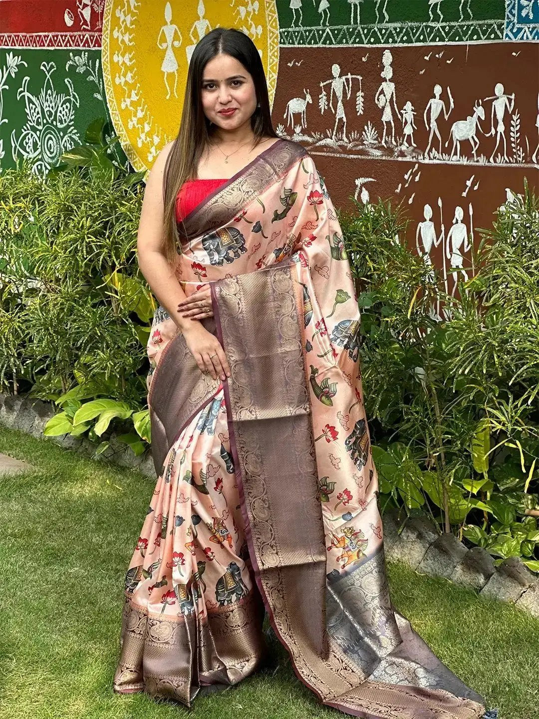 Soft Silk Kalamkari Digital Print Saree