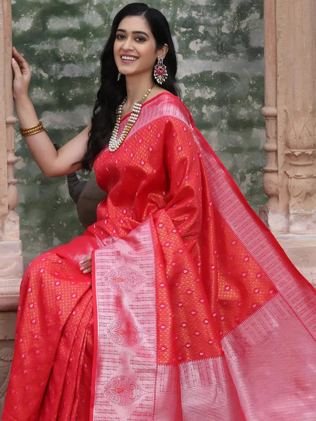 Kanjivaram Silk Saree With Zari Work by My Store