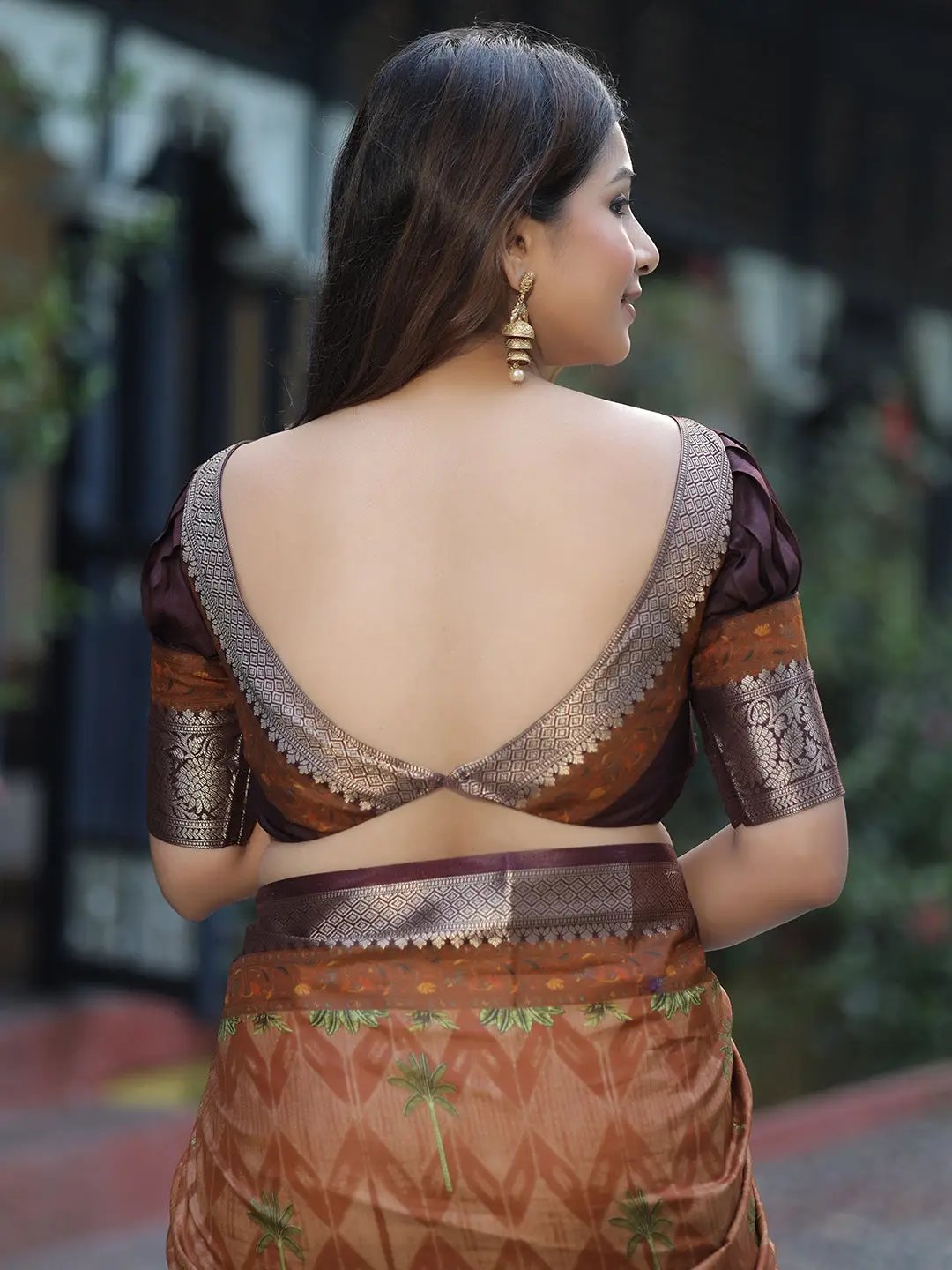 Coffee Brown Colour Pure Viscose Dola Silk Saree with Pichwai Kalamkari Print - Luxe