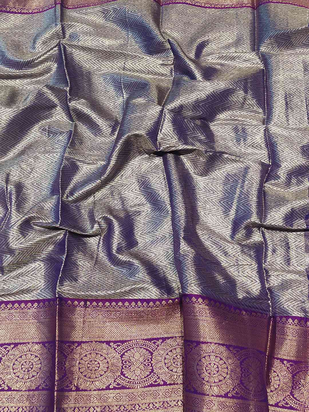 Purple One Gram Gold Tissue Silk Saree by My Store