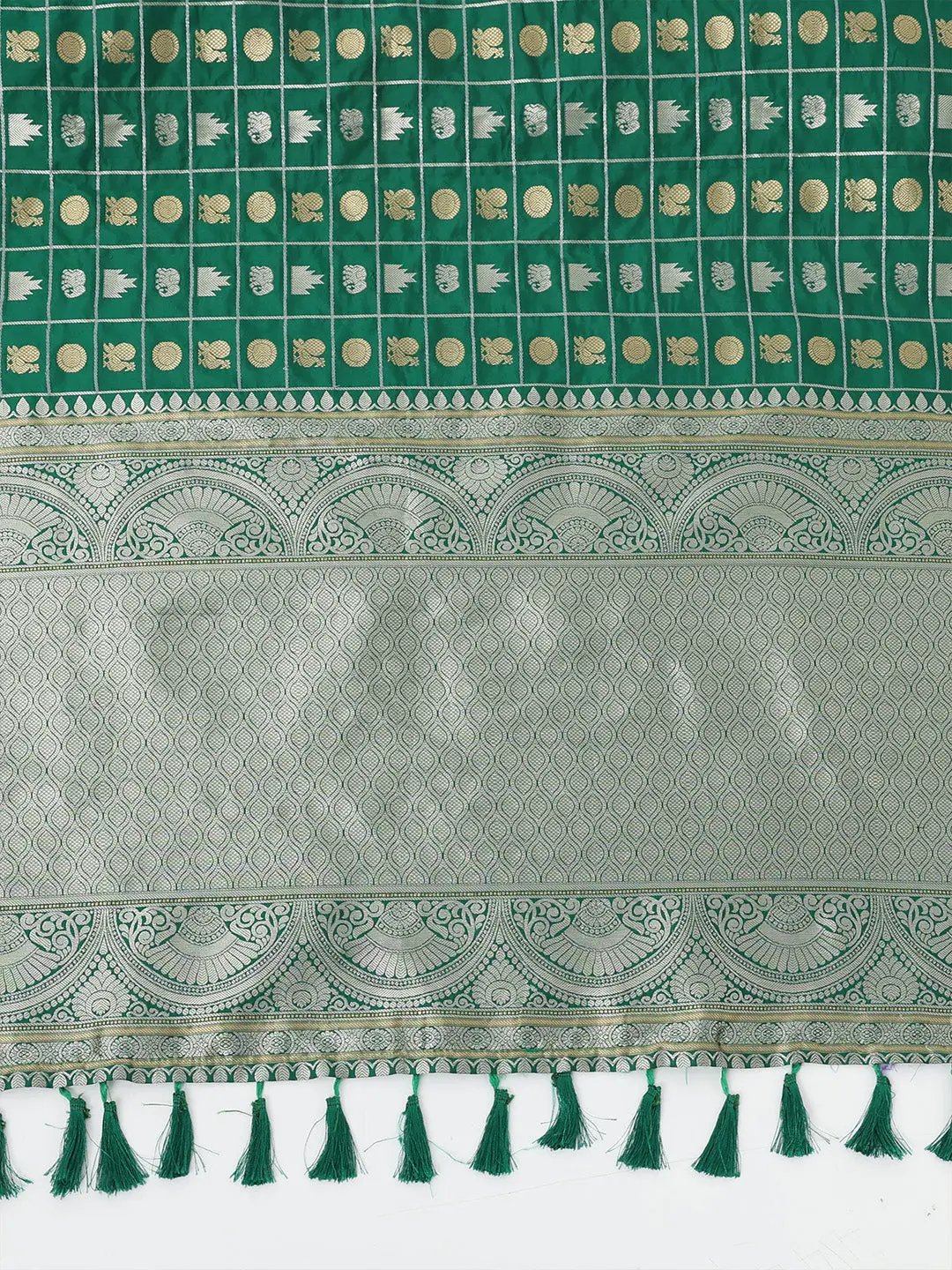 Green Colour Banarasi Soft Silk Kanchi Zari Weaving Saree by My Store
