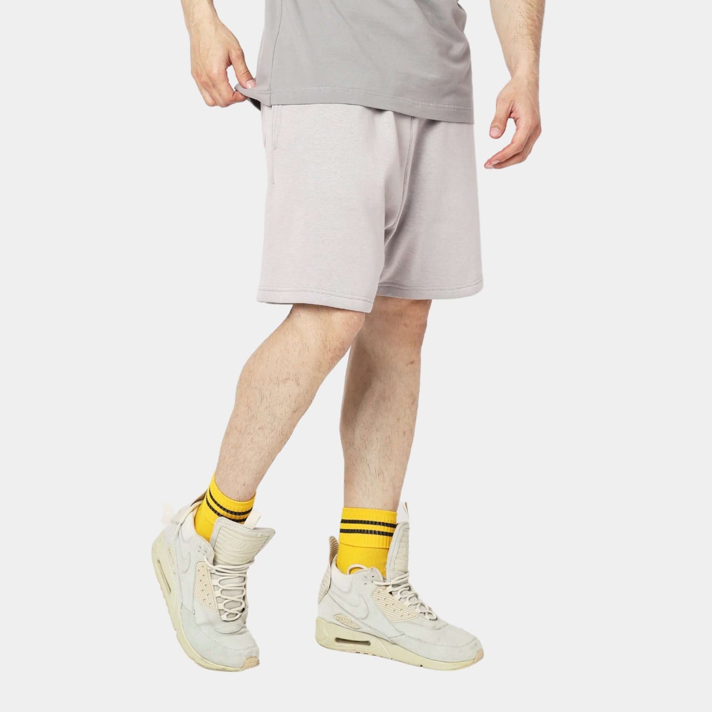 Grey Solid Relaxed Fit Shorts