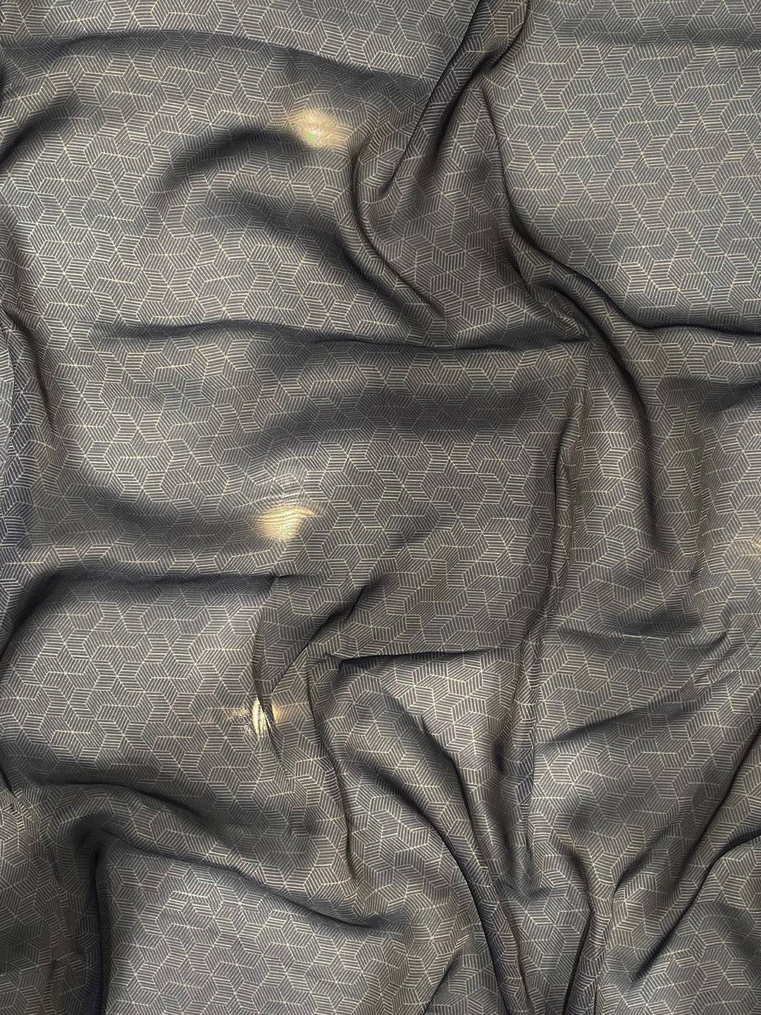 Navy Batik And Polka Dots Print Saree by My Store