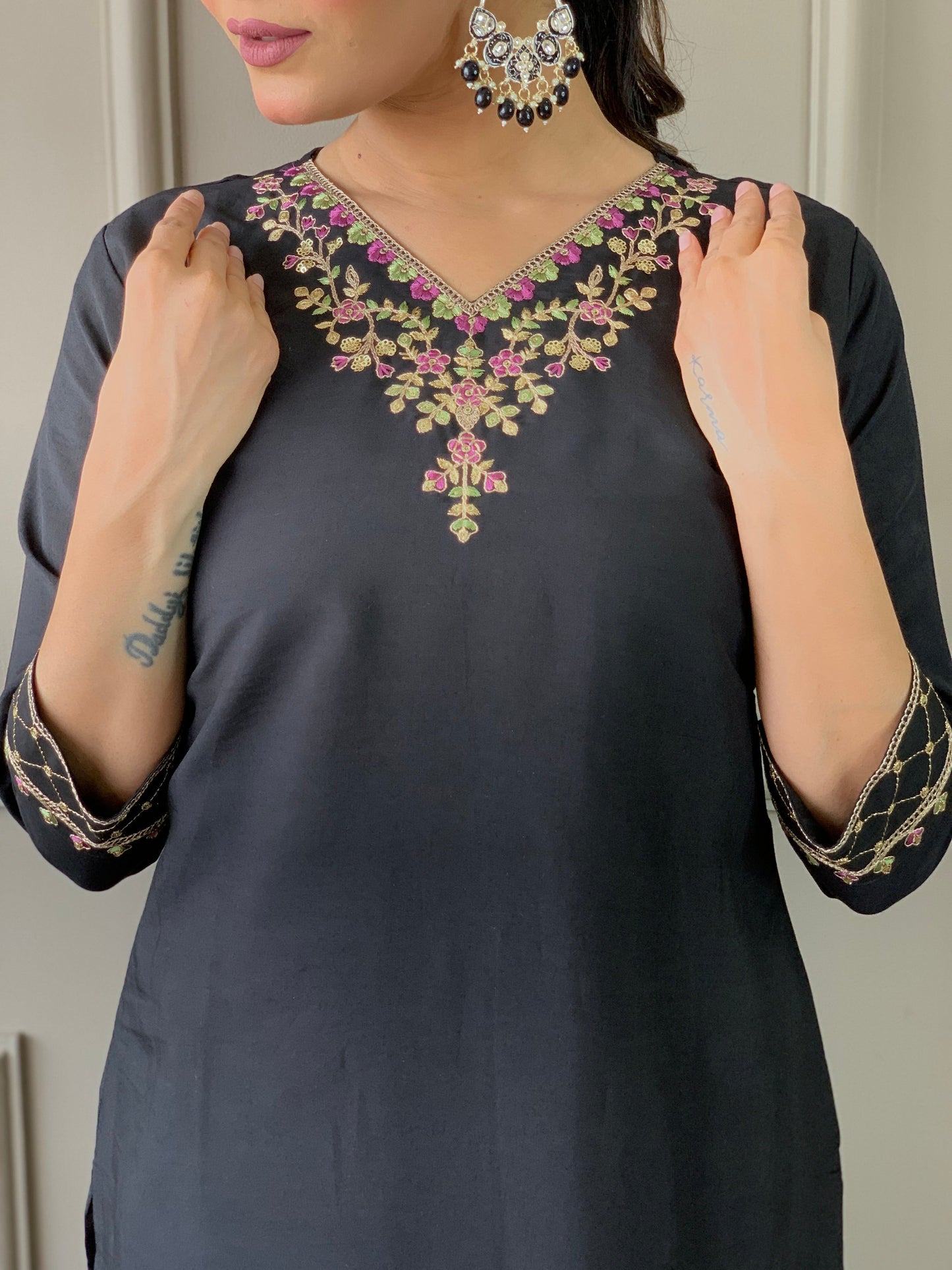 Ready to Wear Viscos Black Kurta Set