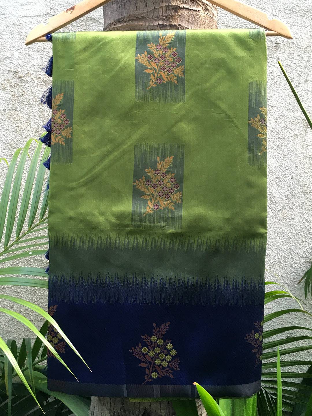 Forest Green Sami Banarasi Tussar Silk Saree by My Store