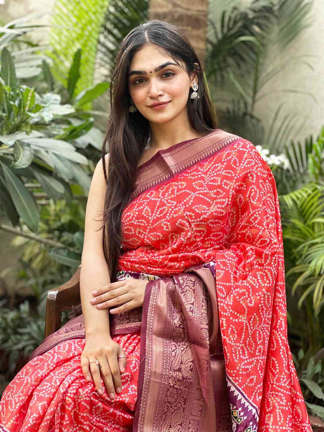 Soft Silk Bandhej Digital Printed Saree by My Store