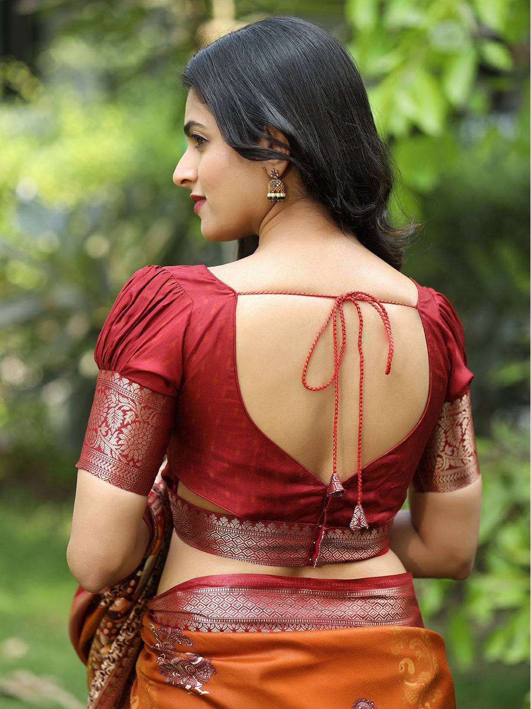 Orange Hand Kalamkari Printed Pure Viscose Dola Silk Saree - Luxe by My Store