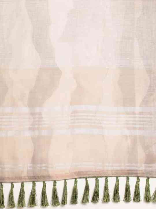 Beige Colour Linen Digital Print Saree