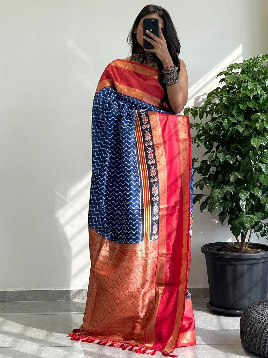 Exclusive Gadwal Border Ikkat Print Saree by My Store