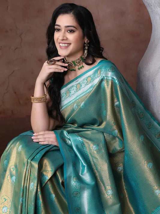 Kanjivaram Silk Saree With Zari Work by My Store