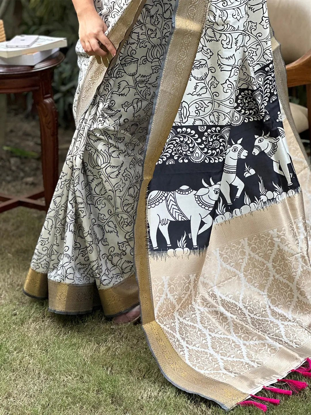 Stunning Kalamkari and Block Print Work Saree by My Store