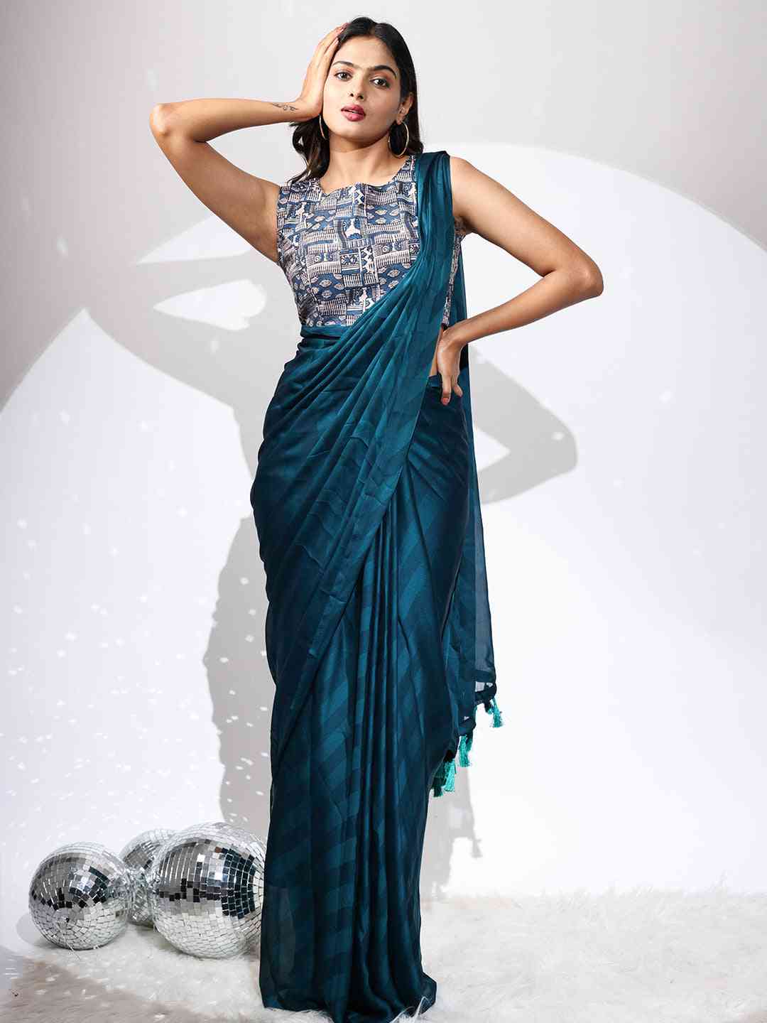 Pure Chiffon Dual Tone Party Wear Designer Saree by My Store