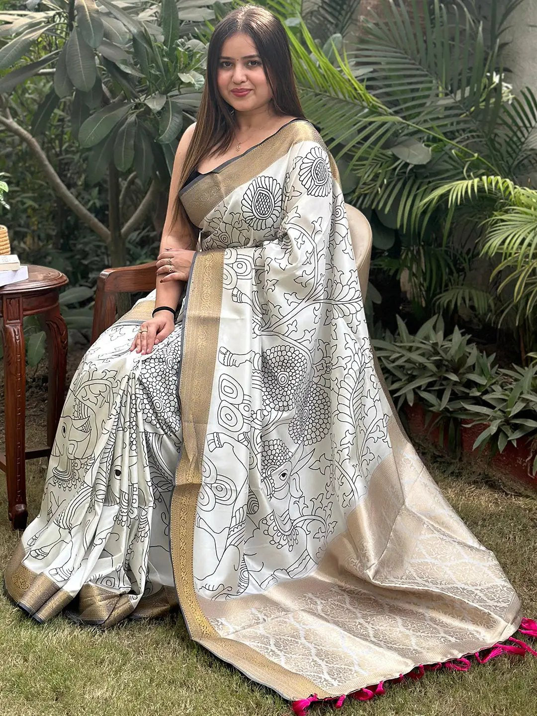 Stunning Kalamkari and Block Print Work Saree by My Store
