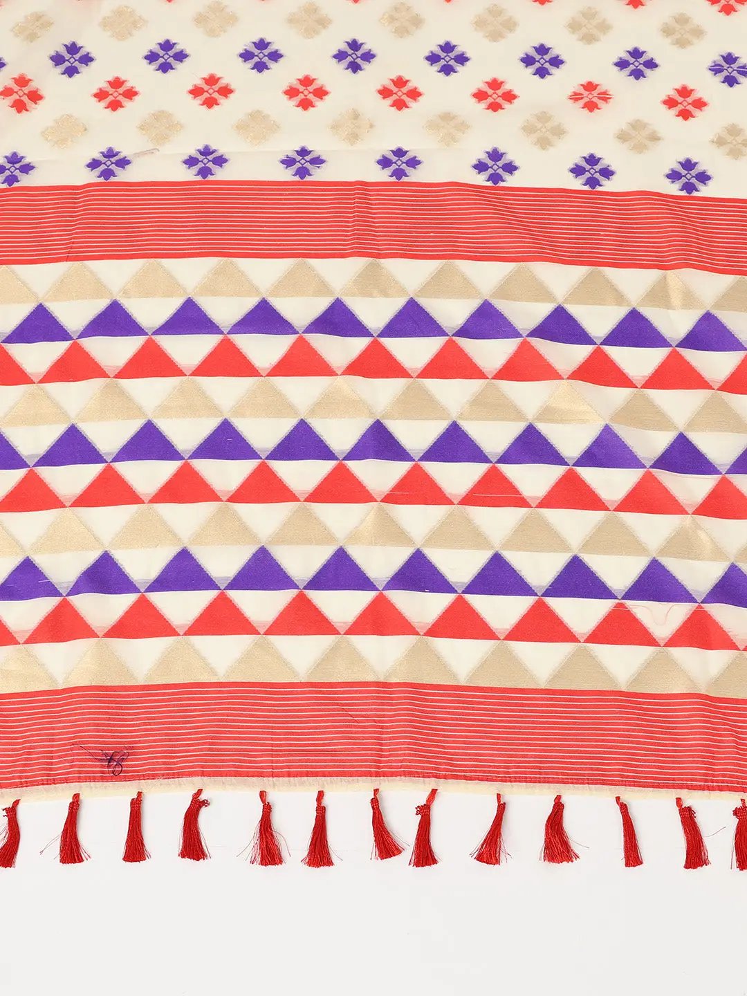 White Dhakai Jamdani Cotton Silk Saree