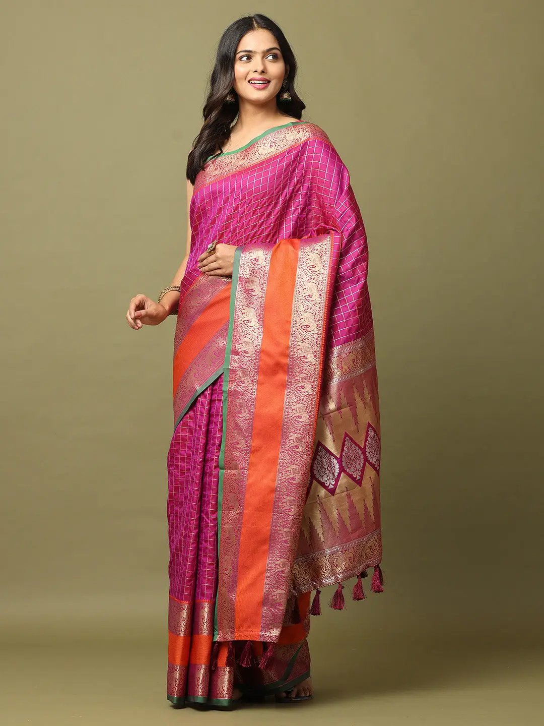 Soft Silk Woven Design Zari Kanchi Blend Banarasi Saree by My Store