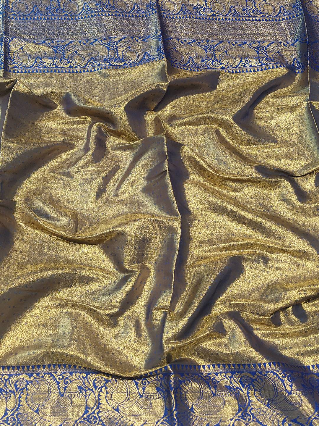 Blue Colour Banarasi One Grm Tissue Silk Festive Wear Saree