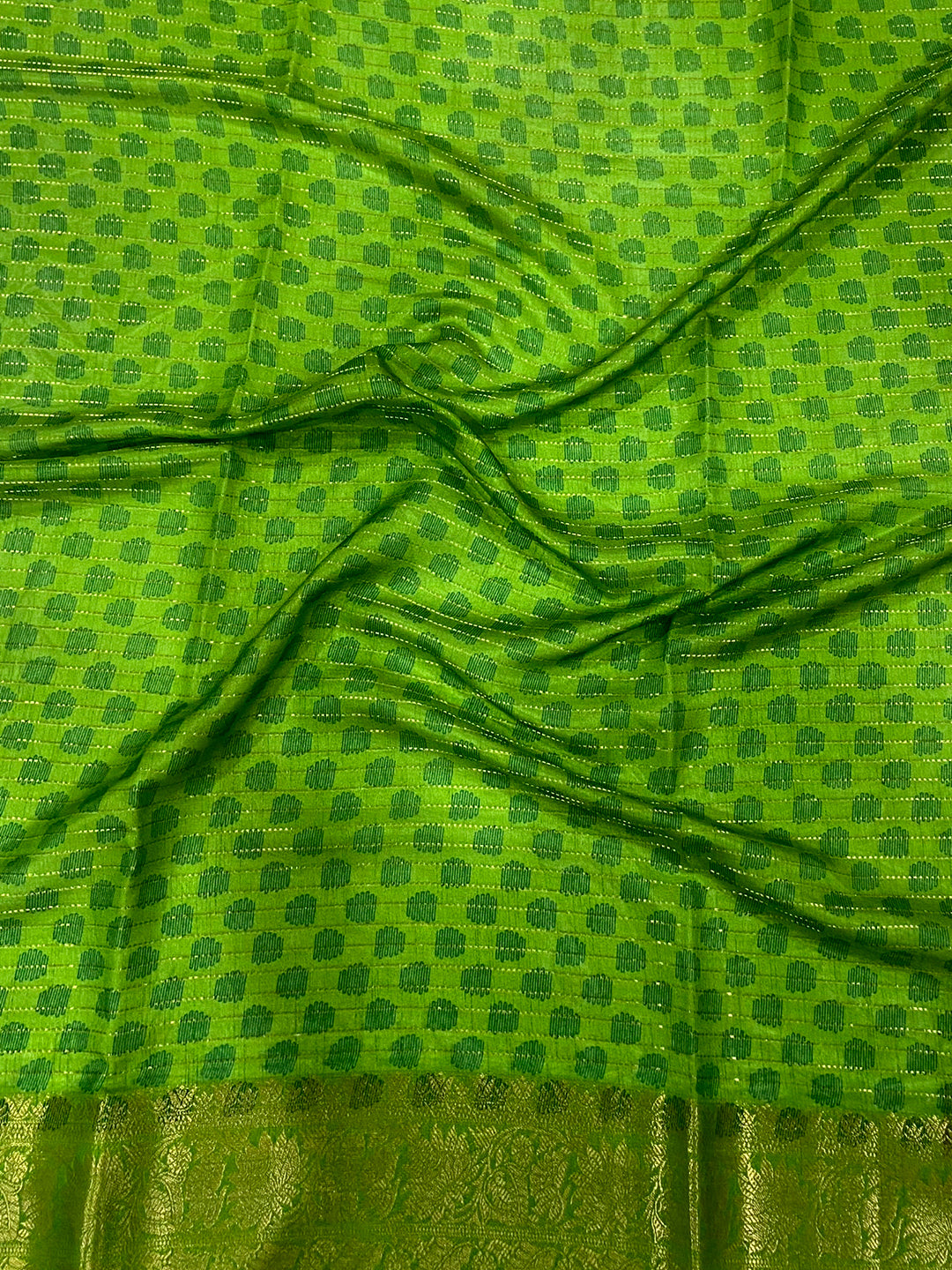 Green Dola Silk Bird Print Saree by My Store