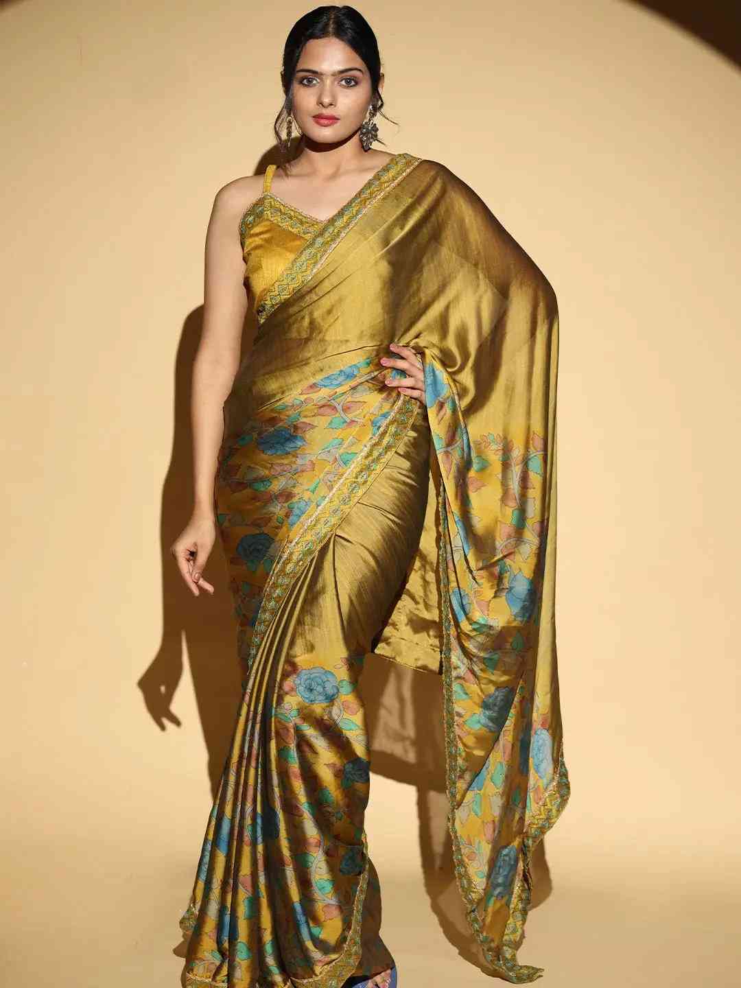 Soft Georgette Green Colour Party Wear Designer Saree by My Store