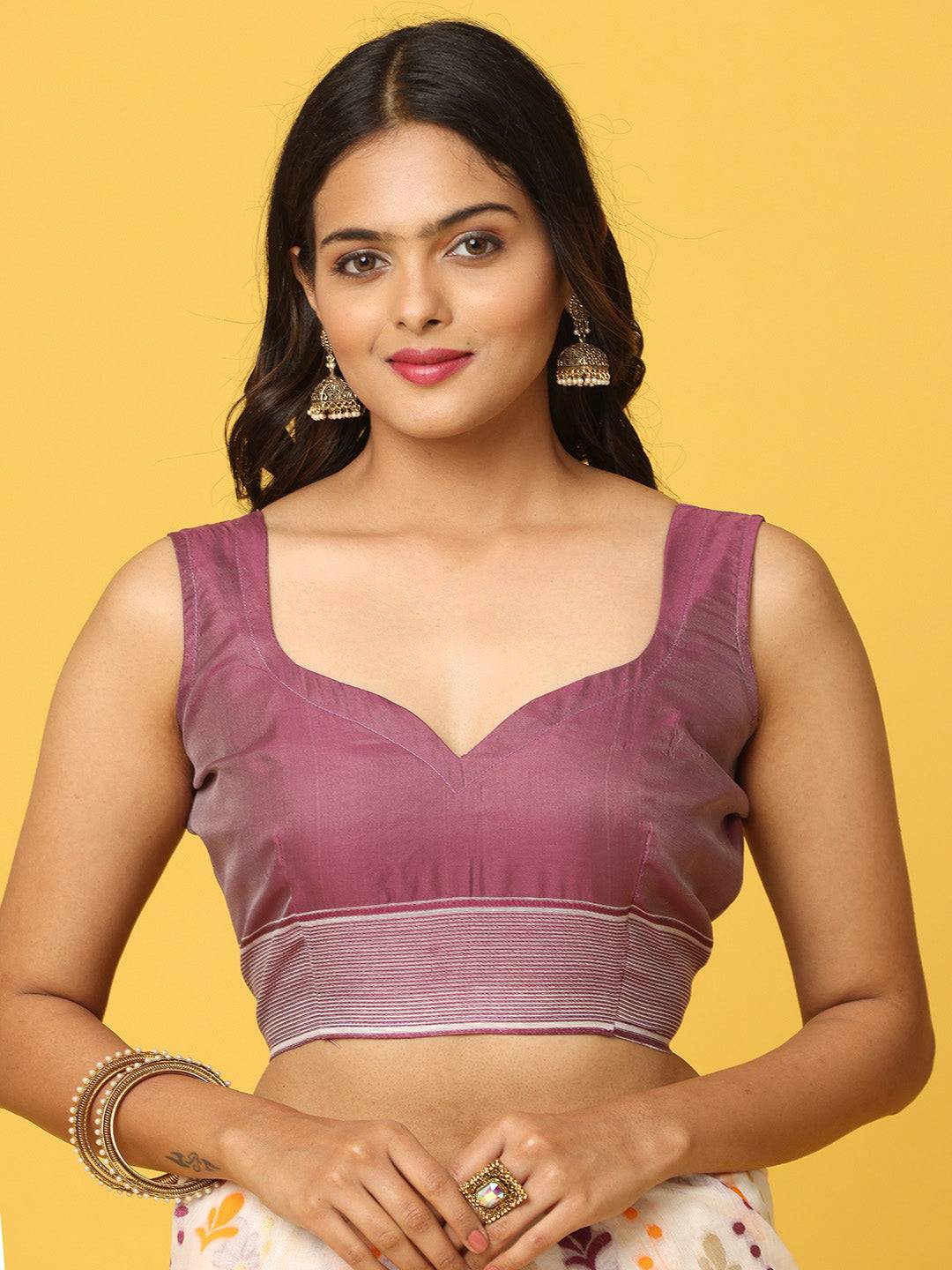 Cream Dhakai Jamdani Cotton Silk Saree by My Store