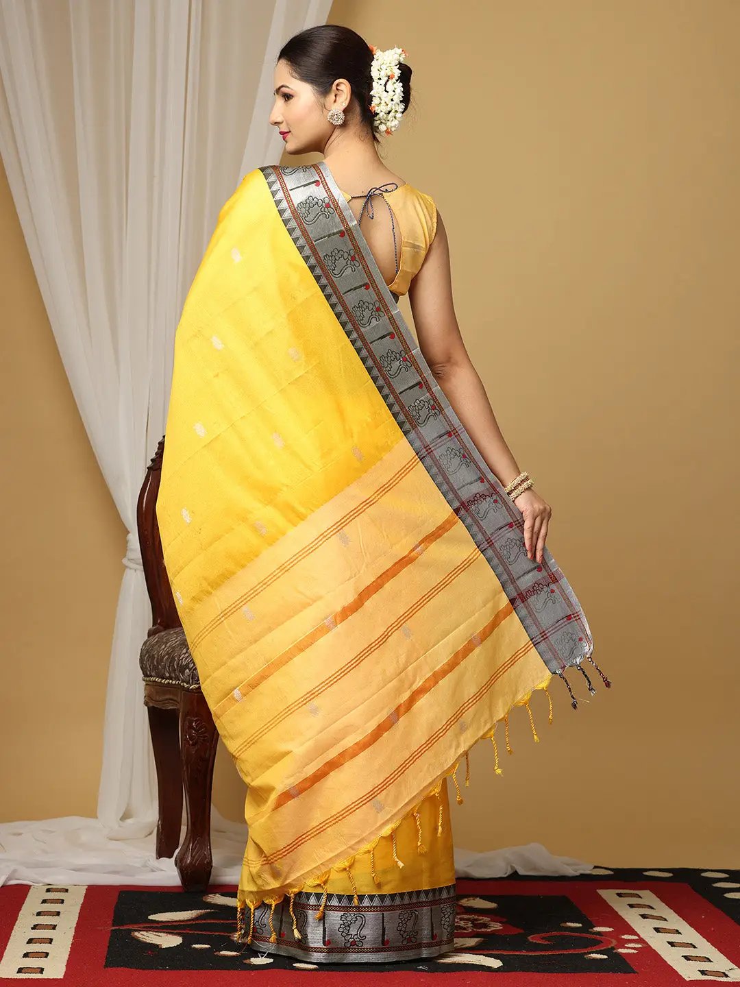 Yevla Paithani Yellow Colour Minakari Work Silk Saree