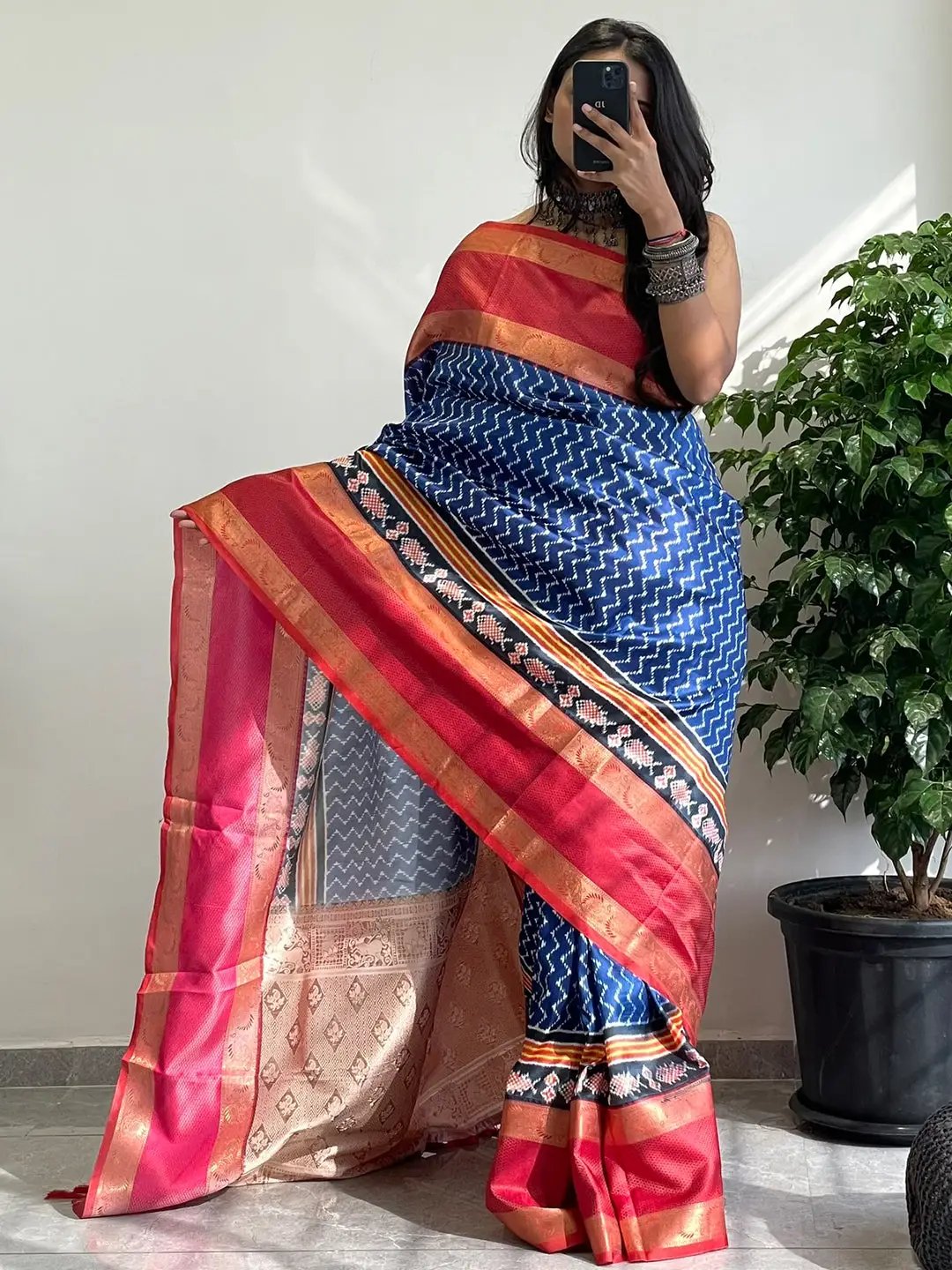 Exclusive Gadwal Border Ikkat Print Saree by My Store