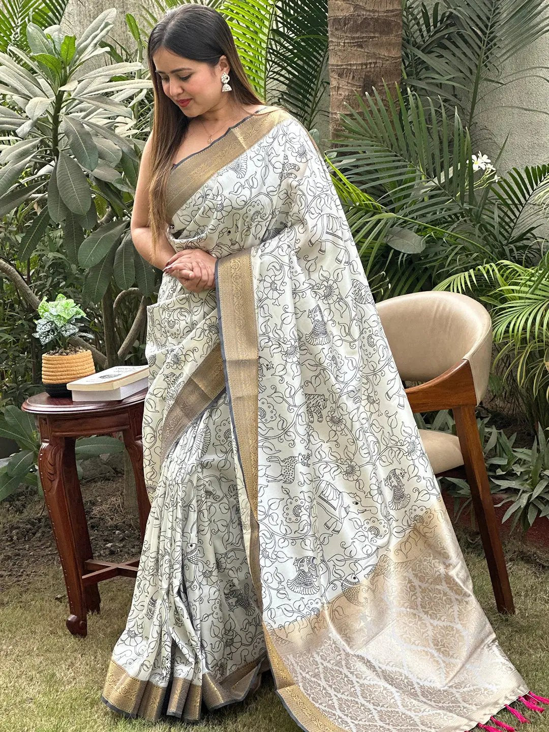 Stunning Kalamkari and Block Print Work Saree by My Store