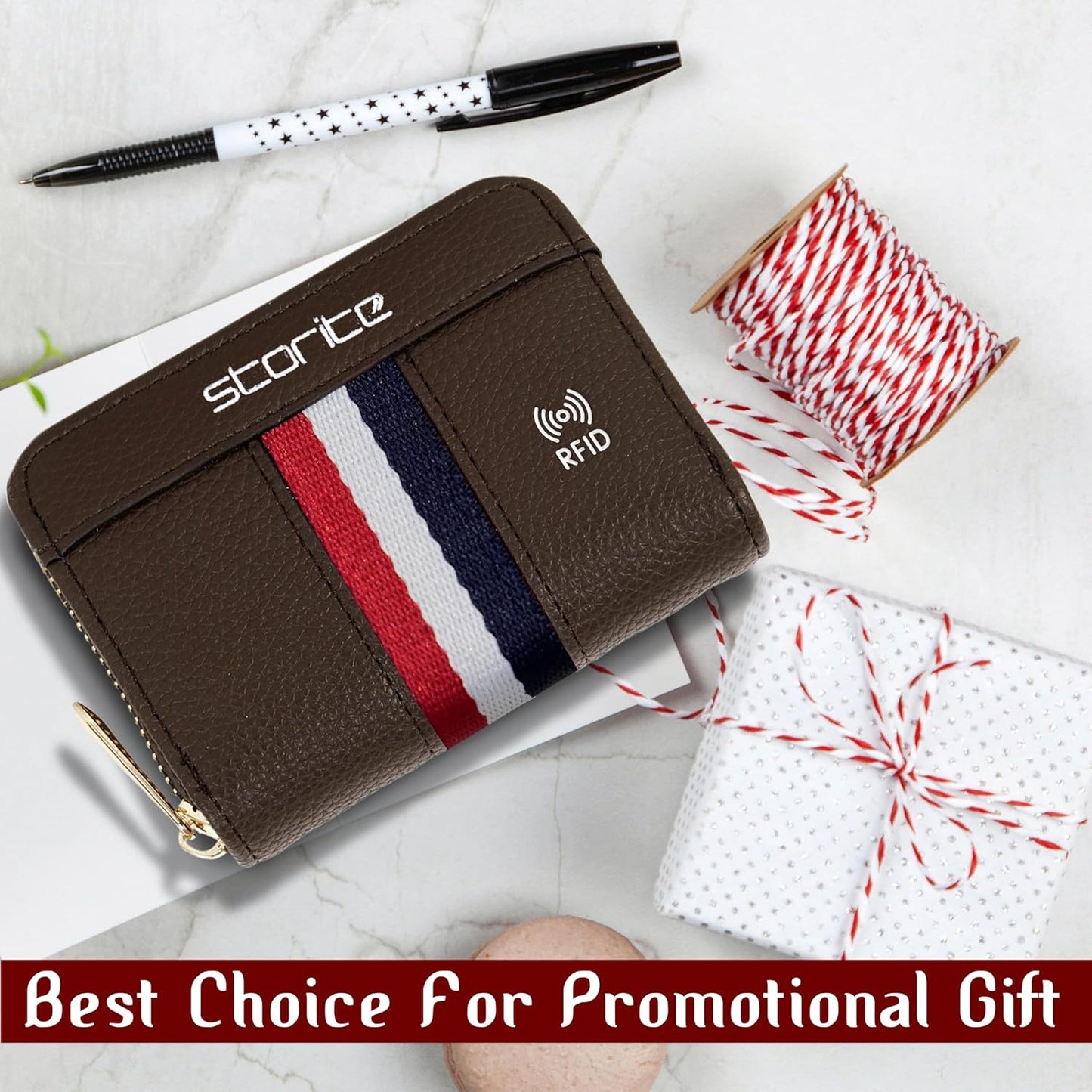 Storite - 12 Slot RFID PU Leather Card Holder Wallet with Zipper for Men & Women
