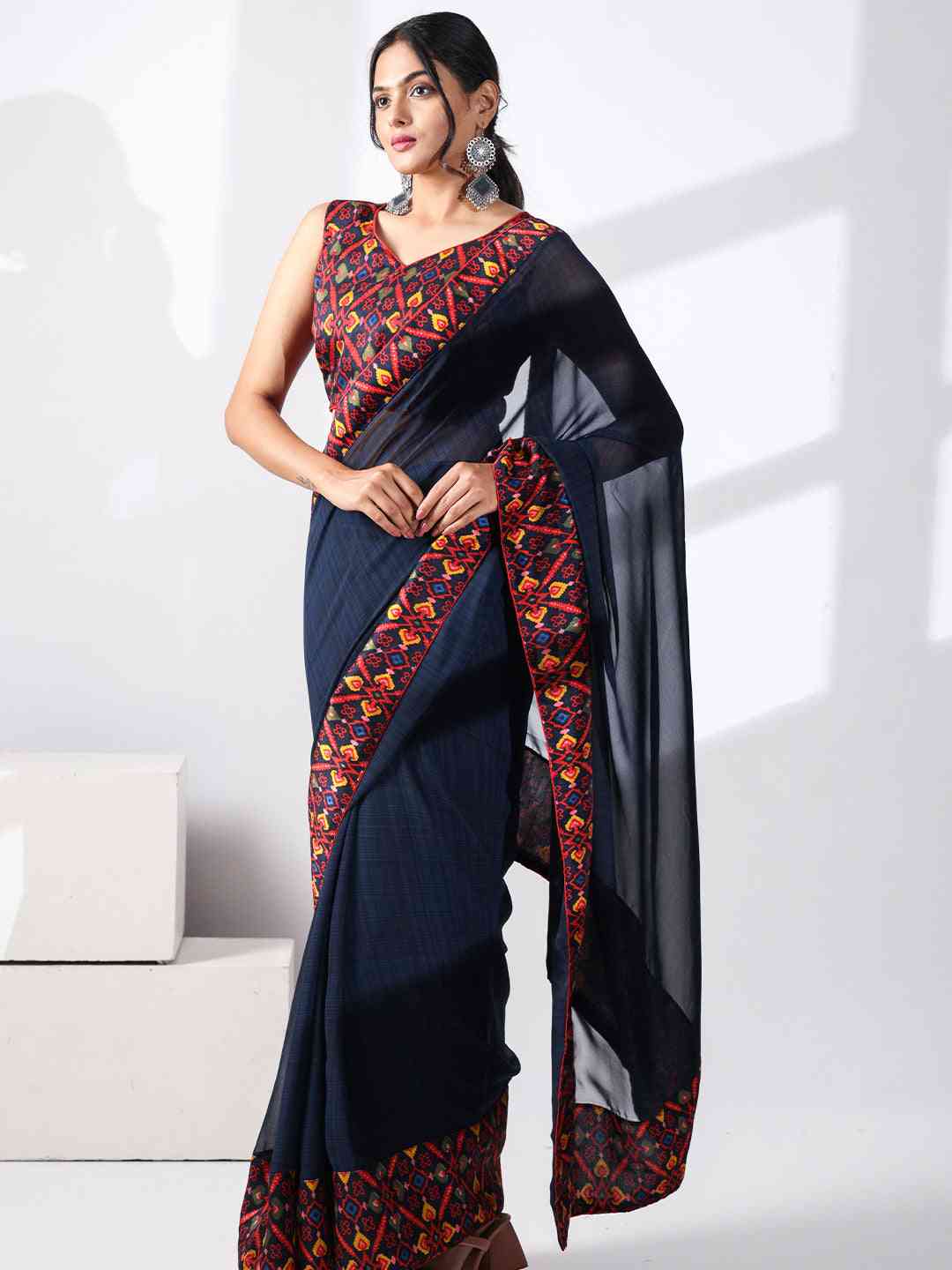 Soft Georgette Multi Colored Saree by My Store