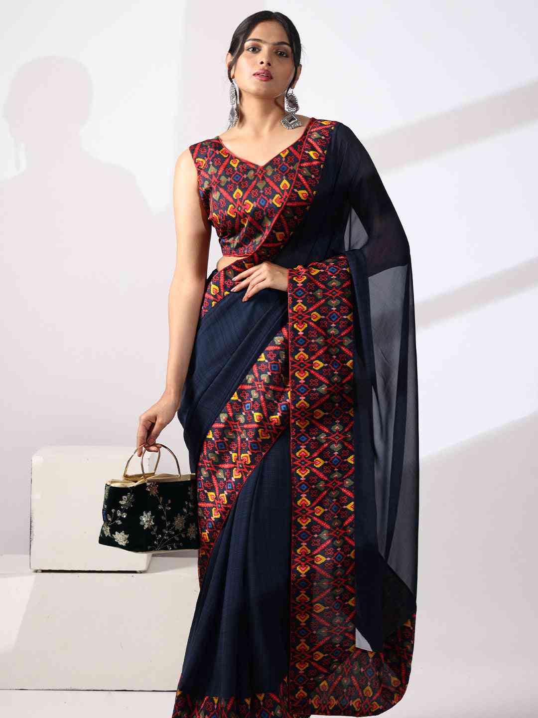 Soft Georgette Multi Colored Saree by My Store