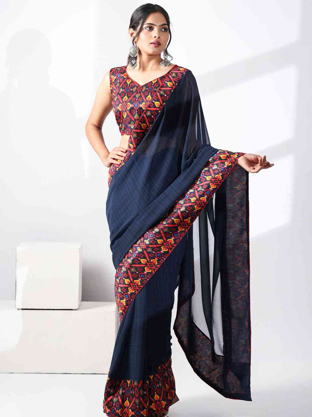 Soft Georgette Multi Colored Saree by My Store