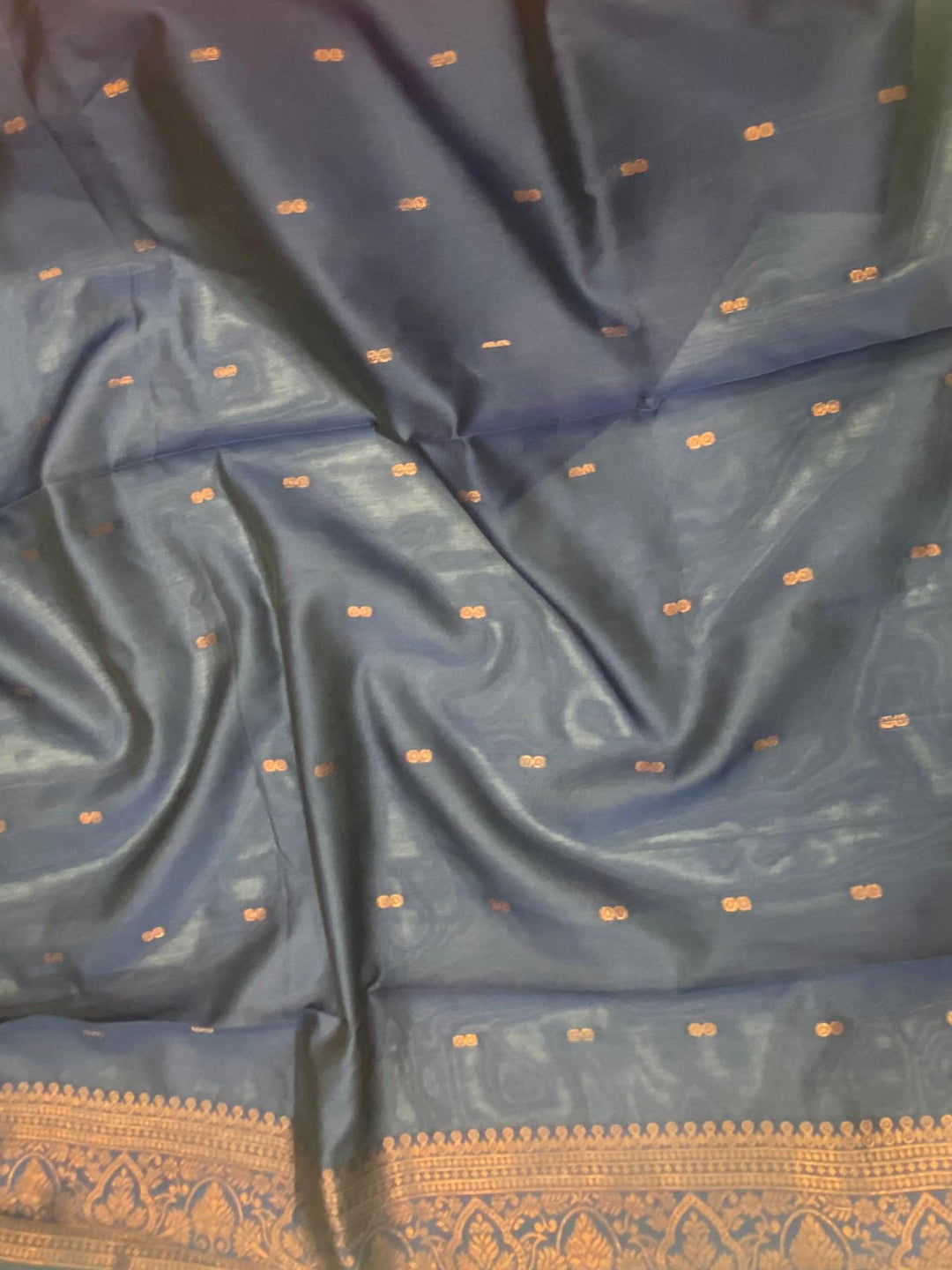 Navy Kanjivaram Tissue Saree With Gold Zari Weaving by My Store