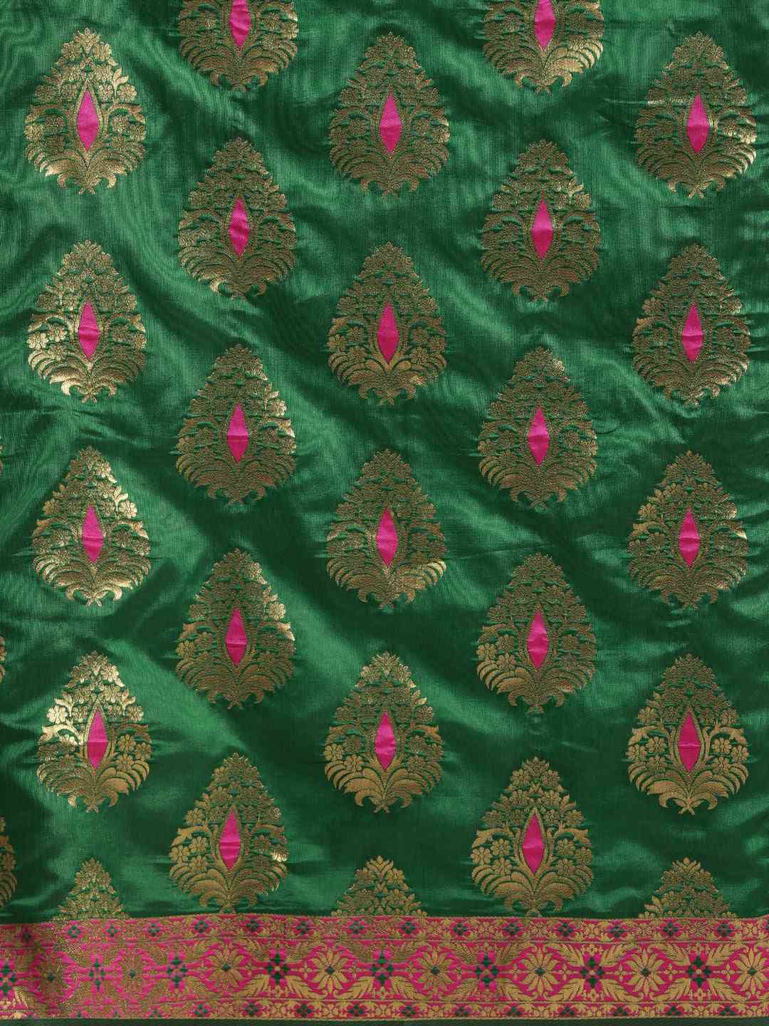 Stylish Green Colour Silk Woven Design Banarasi Saree by My Store