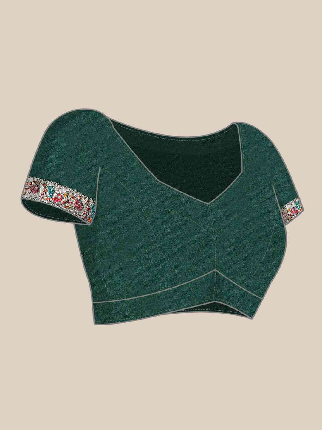 Yevla Paithani Minakari Work Silk Saree in Green Colour