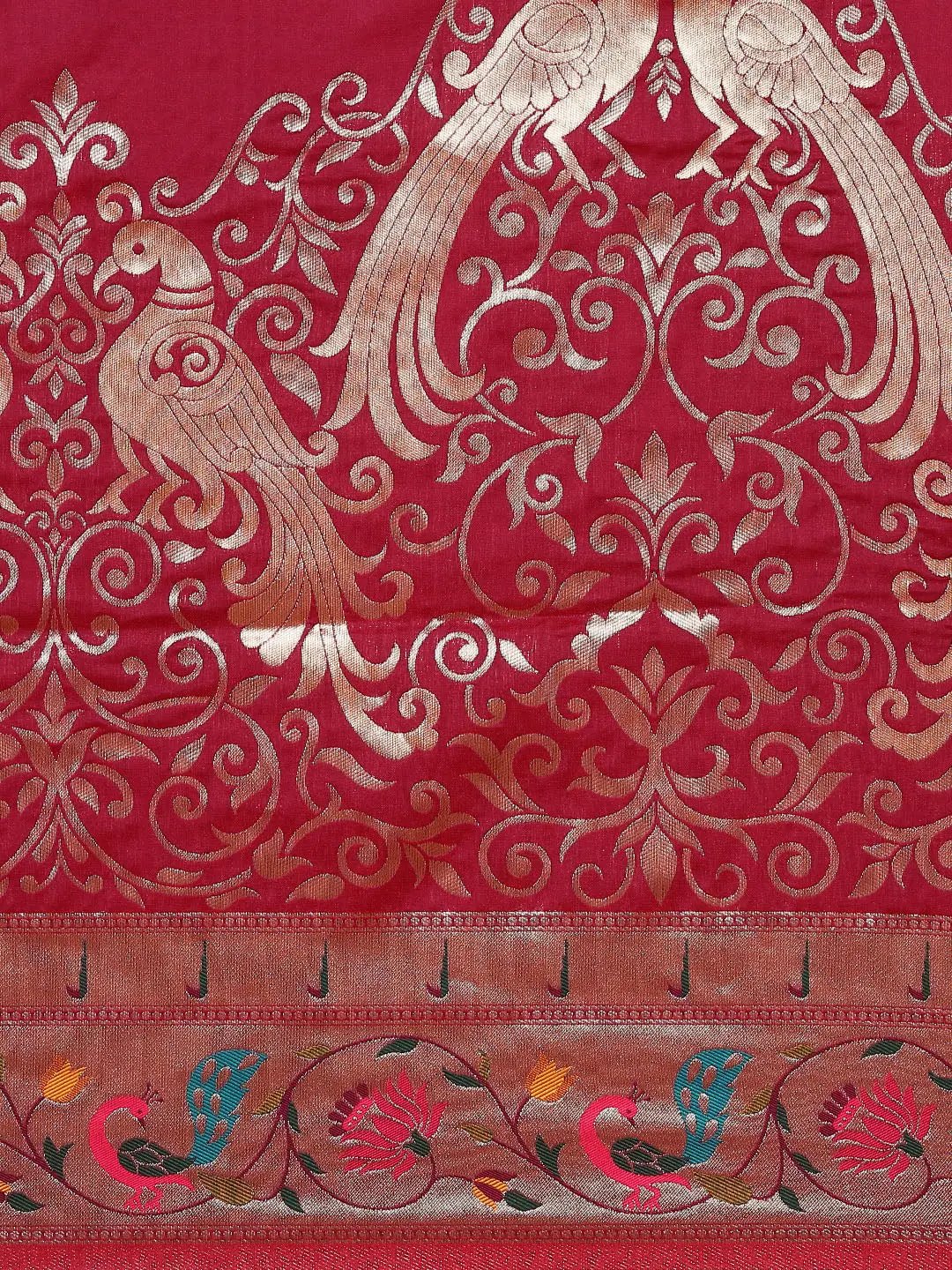 Exquisite Yevla Paithani Maroon Colour Minakari Work Silk Saree by My Store