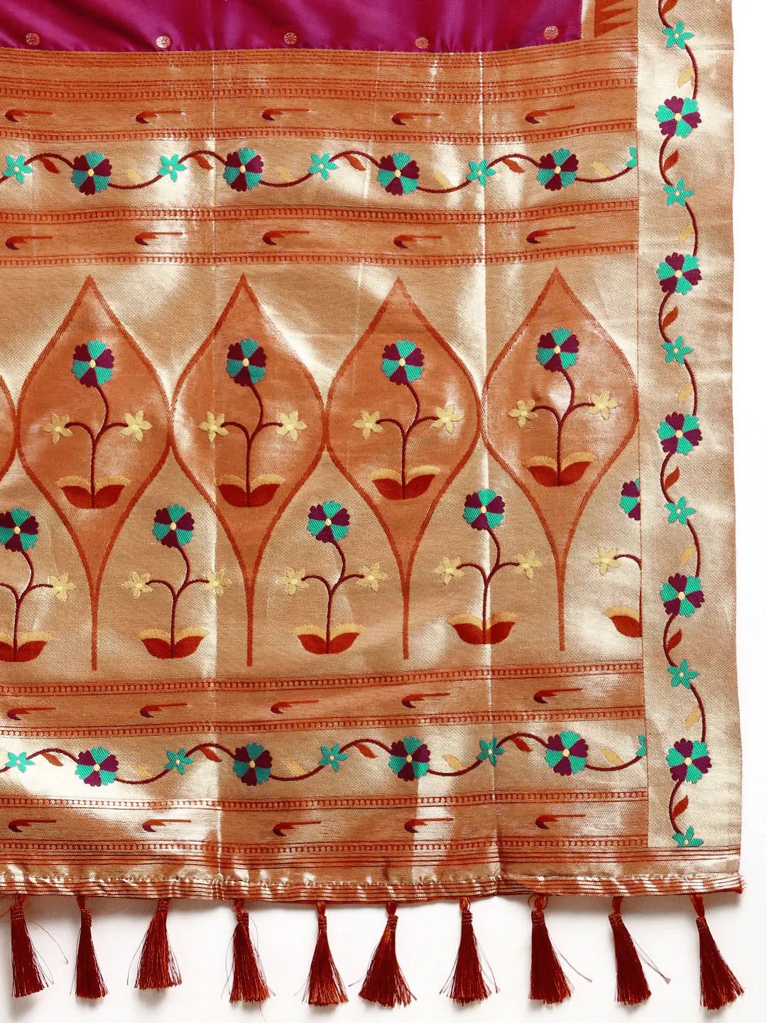 Exquisite Yevla Paithani Minakari Work Silk Saree in Maroon Colour by My Store