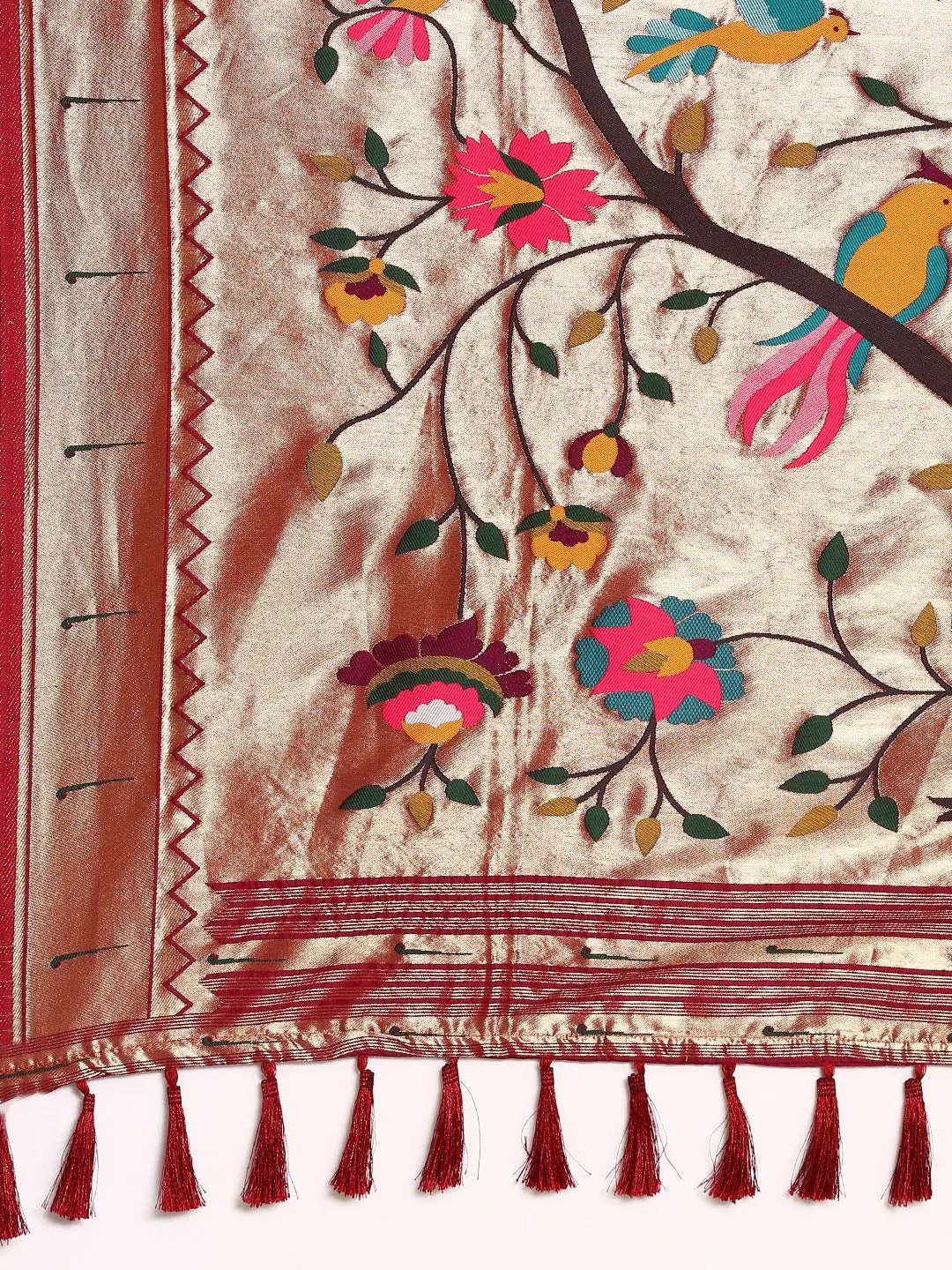 Exquisite Yevla Paithani Minakari Work Silk Saree in Burgundy Colour by My Store