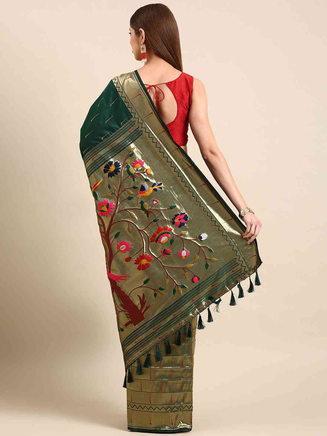Beautiful Yevla Paithani Minakari Work Silk Saree in Green Colour