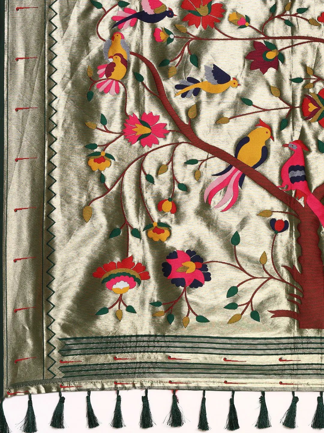 Beautiful Yevla Paithani Minakari Work Silk Saree in Green Colour